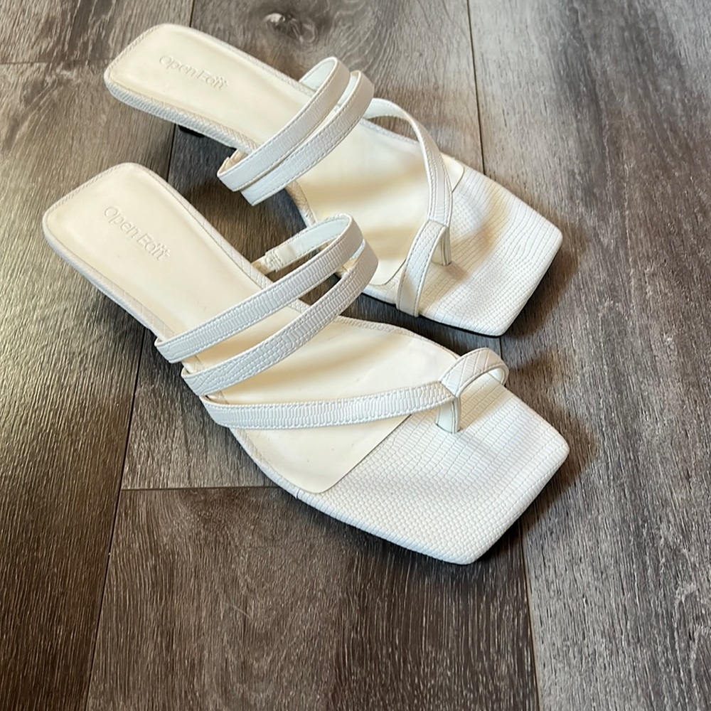 White Kitty Heel Sandal
